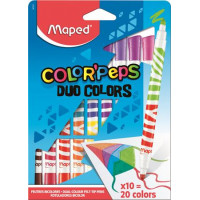 Filctoll készlet, kimosható, MAPED "Color`Peps Duo", 20 különböző szín Filctoll készlet, kimosható, MAPED "Color`Peps Duo", 20 különböző szín