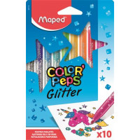 Filctoll készlet, 2,8 mm, csillámos, MAPED "Color`Peps Glitter", 10 különböző szín Filctoll készlet, 2,8 mm, csillámos, MAPED "Color`Peps Glitter", 10 különböző szín