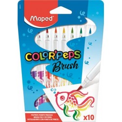 Filctoll készlet, kimosható, ecsetjellegű, MAPED „Color ’Peps Brush”, 10 különböző szín