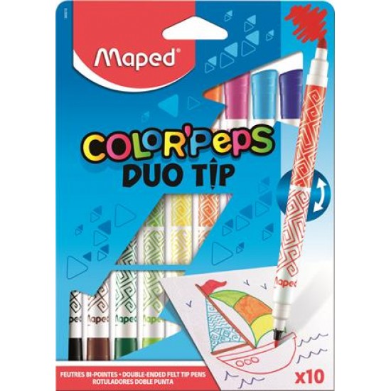 Filctoll készlet, MAPED "Color`Peps Duo Tip", 10 különböző szín