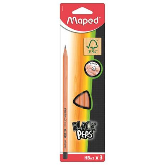 Grafitceruza, HB, háromszögletű, MAPED "Black`Peps"