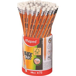 Grafitceruza radírral, ceruzatartó, HB, háromszögletű, MAPED "Black`Peps"