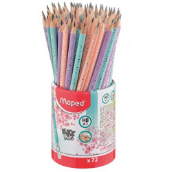 Grafitceruza radírral, ceruzatartó, HB, háromszögletű, MAPED "Black`Peps Pastel"