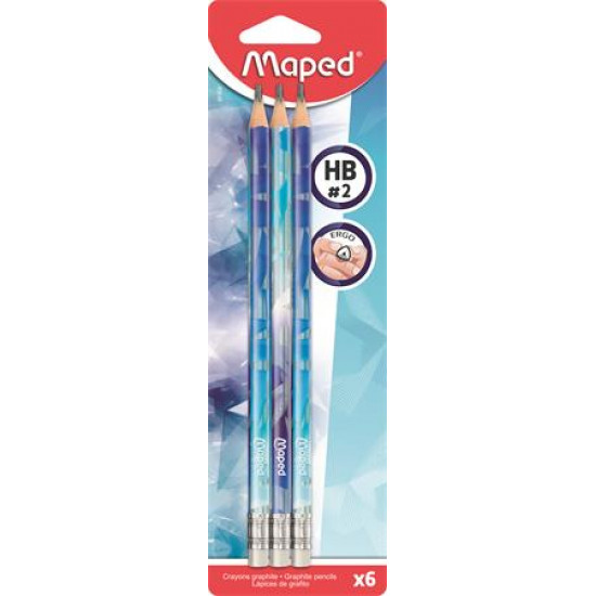 Grafitceruza radírral, HB, háromszögletű, MAPED "Arctic jégvilág", 6 db Grafitceruza radírral, HB, háromszögletű, MAPED "Arctic jégvilág", 6 db