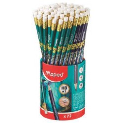 Grafitceruza radírral, ceruzatartó, HB, háromszögletű, MAPED "Dragon sárkány", 72 db
