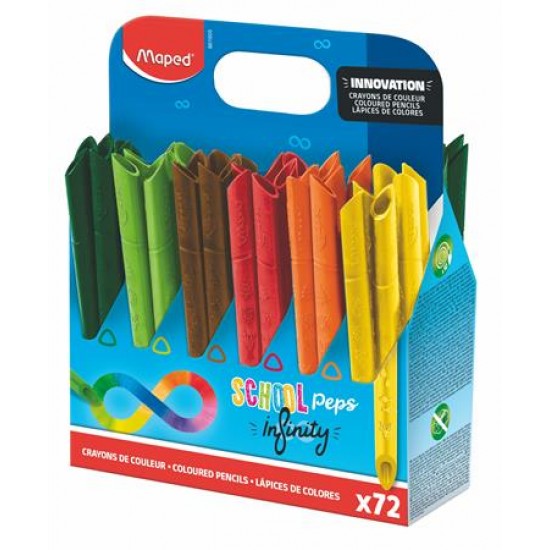 Színes ceruza készlet, ceruzatartó, háromszögletű, MAPED "Color`Peps INFINITY", 72 különböző szín