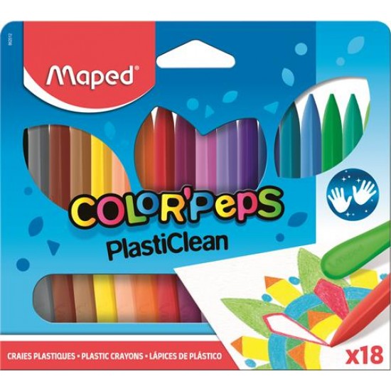 Zsírkréta, MAPED "Color`Peps" PlastiClean, 18 különböző szín