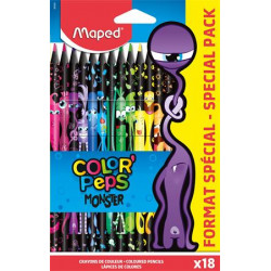 Színes ceruza készlet, háromszögletű, MAPED "Color`Peps Monster" 18 különböző szín