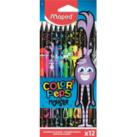 Színes ceruza készlet, háromszögletű, MAPED "Color`Peps Monster", 12 különböző szín Színes ceruza készlet, háromszögletű, MAPED "Color`Peps Monster", 12 különböző szín