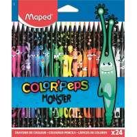 Színes ceruza készlet, háromszögletű, MAPED "Color`Peps Monster" 24 különböző szín Színes ceruza készlet, háromszögletű, MAPED "Color`Peps Monster" 24 különböző szín