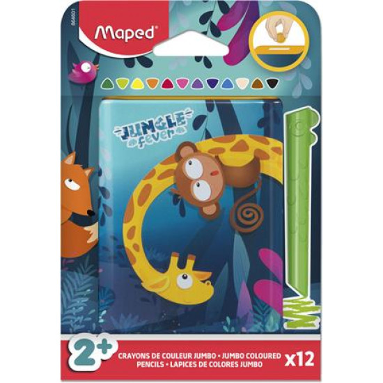 Színes ceruza készlet, fém perselyben, MAPED „Jungle Fever Infinity Kidy”, 12 különböző szín Színes ceruza készlet, fém perselyben, MAPED „Jungle Fever Infinity Kidy”, 12 különböző szín