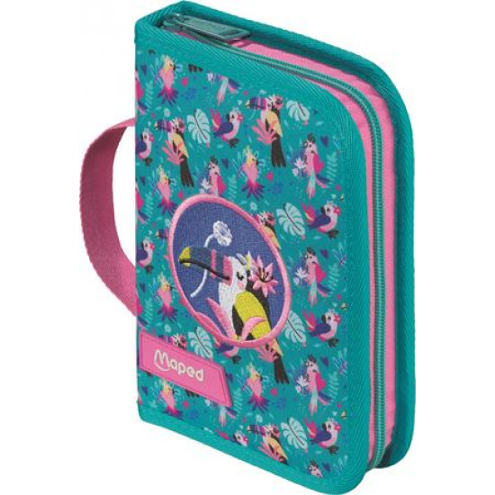 Tolltartó, töltött, klapnis, cipzáras, MAPED, trópusi