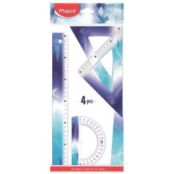 Vonalzókészlet, műanyag, törhetetlen, 4 darabos, MAPED „Arctic jégvilág”