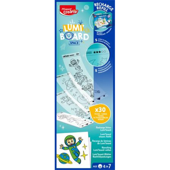 Kreatív rajzkészlet, kiegészítő sablon, MAPED CREATIV "Lumi Board", űrtematika