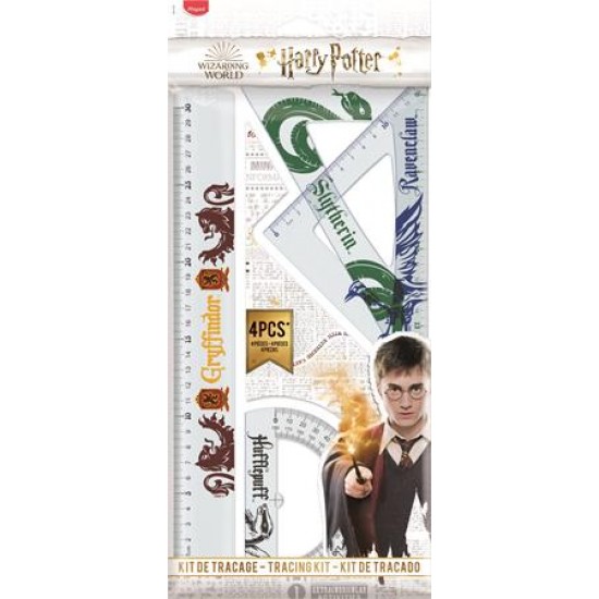 Vonalzókészlet, műanyag, 4 darabos, MAPED "Harry Potter Teens" , 30 cm