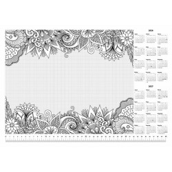 Könyökalátét, A3, 410x297 mm, színezhető, 2025/26, PANTA PLAST, "virágos"