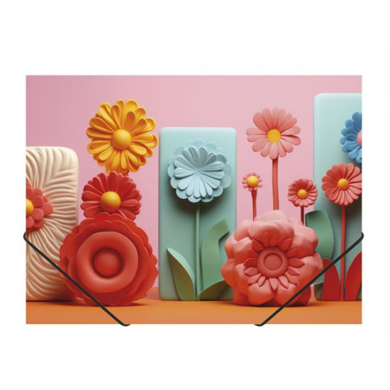 Gumis mappa, 15 mm, PP, A4, PANTA PLAST, "Modern Flowers"