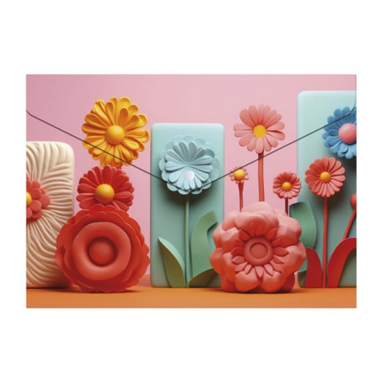 Irattartó tasak, A5 PP, patentos, 180 mikron, PANTA PLAST "Modern Flowers"