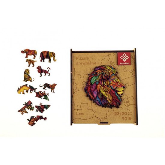 Puzzle, fa, A4, 90 darabos, PANTA PLAST "Mosaic Lion"