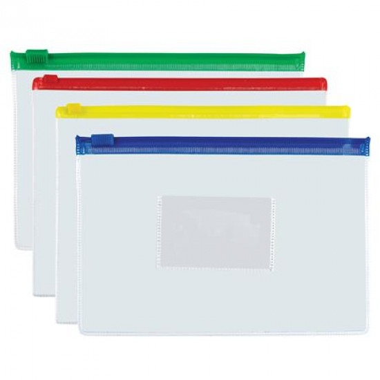 Irattartó tasak, A5, PP, cipzáras, 140 mikron, PANTA PLAST, vegyes színek Irattartó tasak, A5, PP, cipzáras, 140 mikron, PANTA PLAST, vegyes színek