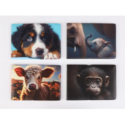 Diák- és igazolványtartó, fekvő, 6 betét lappal, mintás PVC, "Többlapos", állatok