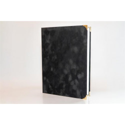 Oklevéltartó, A4, exkluzív, plüss, 4 fém sarokkal, fekete