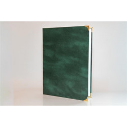 Oklevéltartó, A4, exkluzív, műbőr, 4 fém sarokkal, zöld