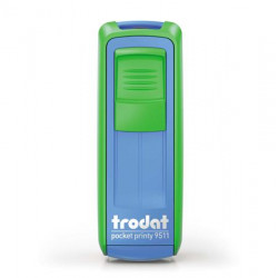 Bélyegző, TRODAT "Pocket Printy 9511", zöld-kék ház, fekete párnával Bélyegző, TRODAT "Pocket Printy 9511", zöld-kék ház, fekete párnával