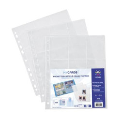 Kártyatartó tasak, lefűzhető, A4, VIQUEL "MyCards", átlátszó