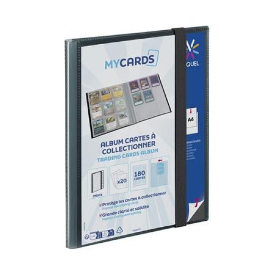 Gyűjtőkártya album, A4, 180 kártyához, VIQUEL "MyCards", fekete
