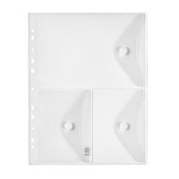 Irattartó tasak, A4, PP, patentos, 3 rekeszes, VIQUEL "Pockets", áttetsző Irattartó tasak, A4, PP, patentos, 3 rekeszes, VIQUEL "Pockets", áttetsző