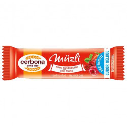 Müzliszelet, 20 g, CERBONA, piros gyümölcsös