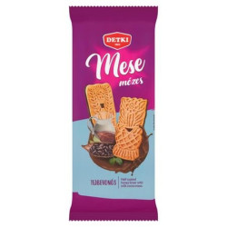 Mézes linzer, 180 g, DETKI "Mese", kakaós tejbevonómasszával félig mártva Mézes linzer, 180 g, DETKI "Mese", kakaós tejbevonómasszával félig mártva