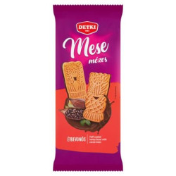 Mézes linzer, 180 g, DETKI "Mese", kakaós étbevonómasszával félig mártva Mézes linzer, 180 g, DETKI "Mese", kakaós étbevonómasszával félig mártva