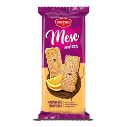 Mézes linzer, 180 g, DETKI "Mese", narancsdarabokkal, kakaós étbevonómasszával félig mártva