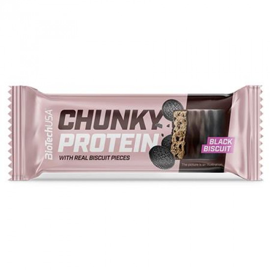 Fehérjeszelet, gluténmentes, 50g, BIOTECH USA "Chunky Protein Bar", Black Biscuit Fehérjeszelet, gluténmentes, 50g, BIOTECH USA "Chunky Protein Bar", Black Biscuit