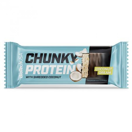 Fehérjeszelet, gluténmentes, 50g, BIOTECH USA "Chunky Protein Bar", Coconut Dream Fehérjeszelet, gluténmentes, 50g, BIOTECH USA "Chunky Protein Bar", Coconut Dream