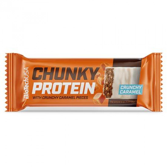 Fehérjeszelet, gluténmentes, 50g, BIOTECH USA "Chunky Protein Bar", Crunchy Caramel Fehérjeszelet, gluténmentes, 50g, BIOTECH USA "Chunky Protein Bar", Crunchy Caramel