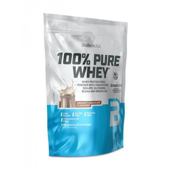 Tejsavó fehérjepor, 400g, BIOTECH USA "100% Pure Whey", kókusz-csokoládé