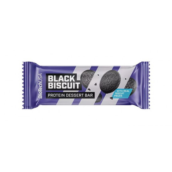 Fehérjeszelet, gluténmentes, 50g, BIOTECH USA "Protein Dessert Bar", Black Biscuit