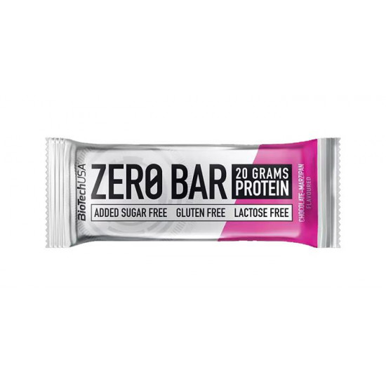 Fehérjeszelet, gluténmentes, 50g, BIOTECH USA "Zero Bar", csokoládé-marcipán