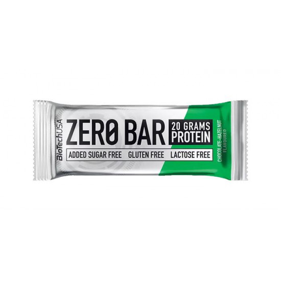 Fehérjeszelet, gluténmentes, 50g, BIOTECH USA "Zero Bar", csokoládé-mogyoró