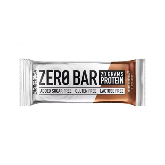 Fehérjeszelet, gluténmentes, 50g, BIOTECH USA "Zero Bar", dupla csokoládé