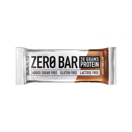 Fehérjeszelet, gluténmentes, 50g, BIOTECH USA "Zero Bar", dupla csokoládé