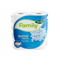Kéztörlő, tekercses, 2 rétegű, TENTO "Family Super Aqua", fehér Kéztörlő, tekercses, 2 rétegű, TENTO "Family Super Aqua", fehér