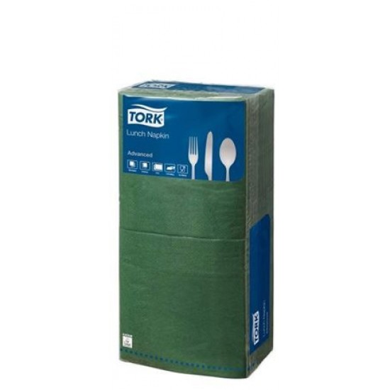 Szalvéta, 1/4 hajtogatott, 2 rétegű, 32x32 cm, Advanced, TORK "Lunch", sötétzöld