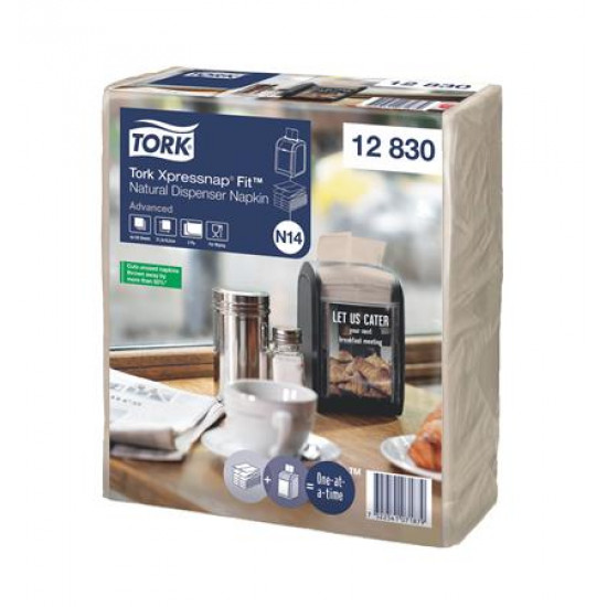 Szalvéta, adagolós, 2 rétegű, 21,3x16,5 cm, N14 rendszer, Advanced, TORK "Xpressnap Fit®", natúr