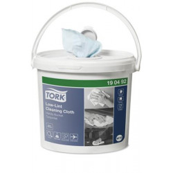 Tisztítókendő, szöszszegény, 1 rétegű, 200 db, hordozható vödörben, W10 rendszer,TORK, türkizkék