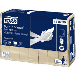 Kéztörlő, Interfold hajtás, 2 rétegű, 180 lap, H2 rendszer, Advanced, TORK "Xpress® Soft Multifold", natúr