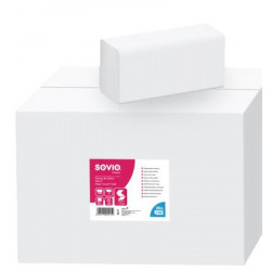 Kéztörlő, V hajtogatott, 2 rétegű, 150 lap, 21x25 cm, SOVIO